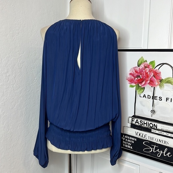 Ramy Brook Navy Lauren Cold Shoulder Blouse Size XS - Picture 4 of 11